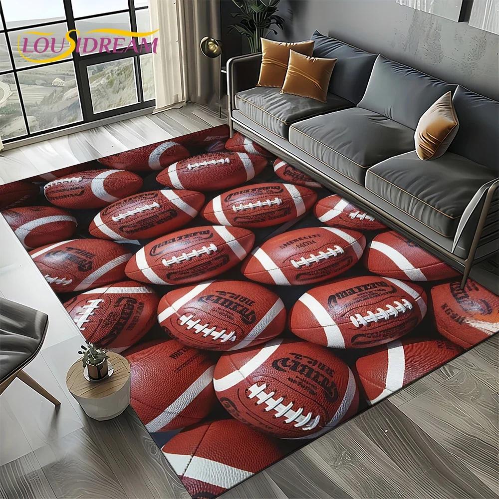Tapis de dessin animé Terrain de rugby Rugby Football américain Tapis pour salon Chambre Décoration de maison Canapé, Tapis de sol antidérapant