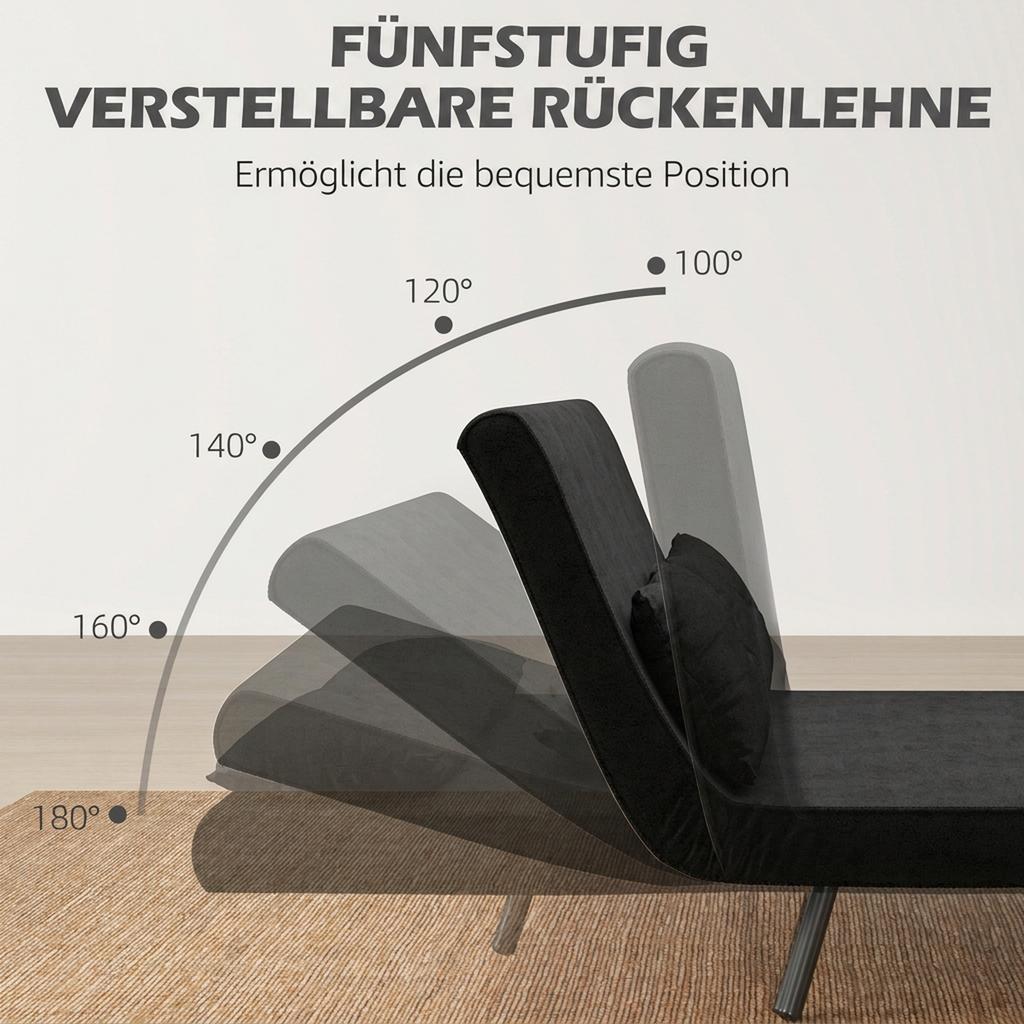 Sofa Bed 2-Seater Sofa Velvet Sofa, Sleep Function, incl. 2 Cushions, Velvet Look, Black