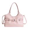 Leather Tote Bag with Belt Detail Elegant Design Women Shoulder Bag for Daily Use