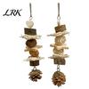 Natural Bird Chew Toys Parrot Toy, Pine Cone Wooden Blocks Dried Fruit Toy Enrichment Cage Accessories for Small Medium Parrots Foraging Biting
