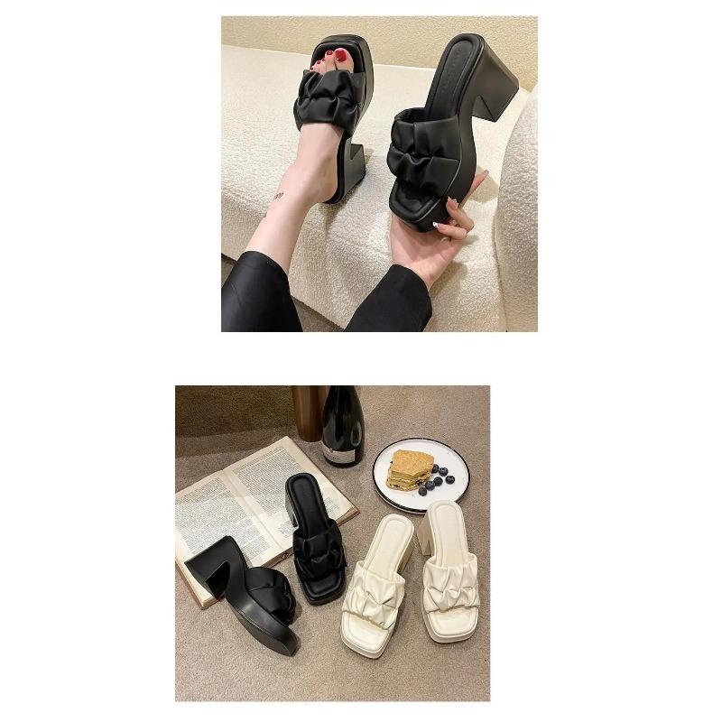 Soleist Sommerschuhe mit hohem Absatz für Damen, lässige Fischmaul-Schuhe, Damenschuhe im Angebot 2024, Mode, Neu, Quadratische Zehenpartie, Anti-Falten, Damen-Slipper