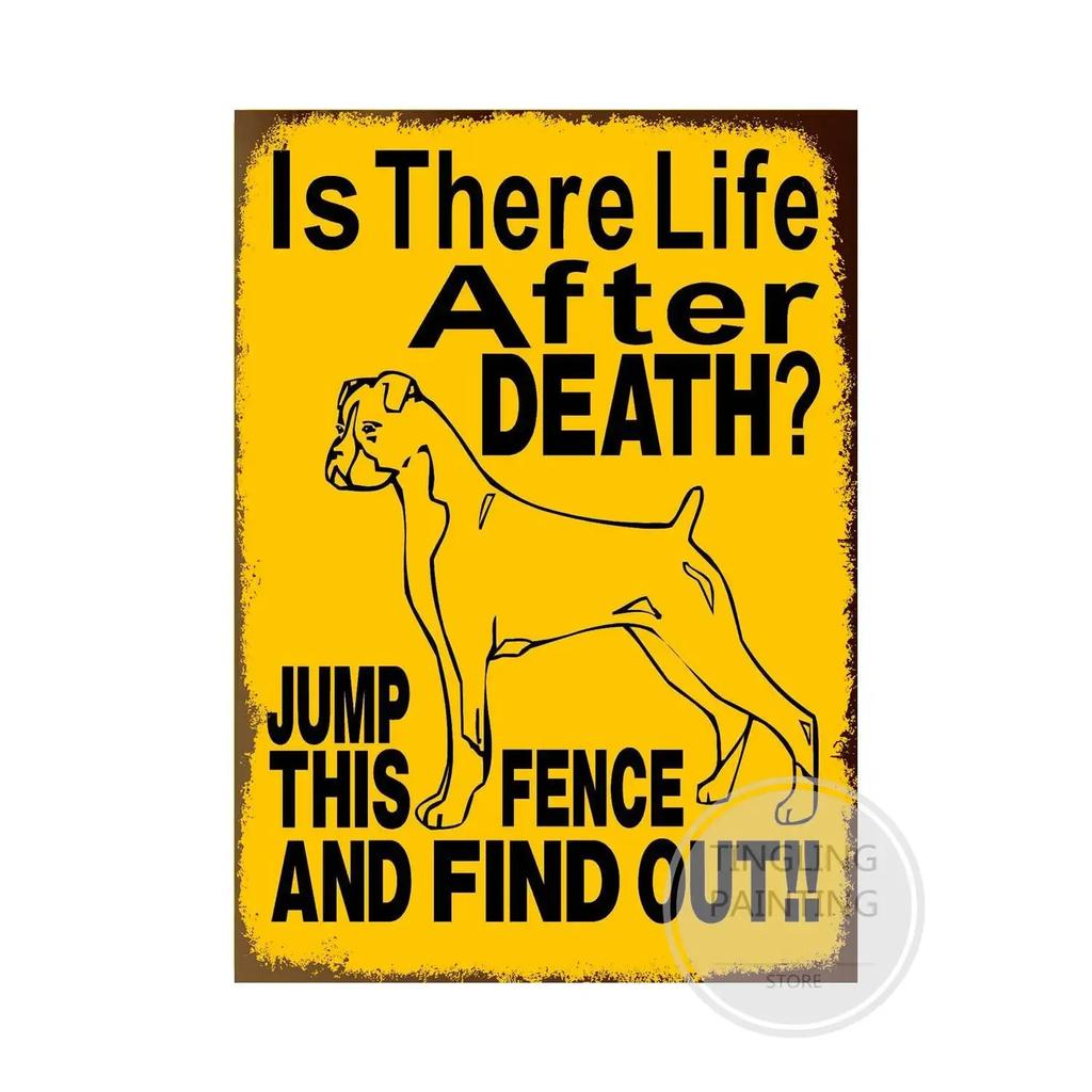 1pc Warning Dog Metal Tin Signs Vintage Poster Beware Of Dog Retro Sign Wall Stickers For Garden Family House Door Decoration
