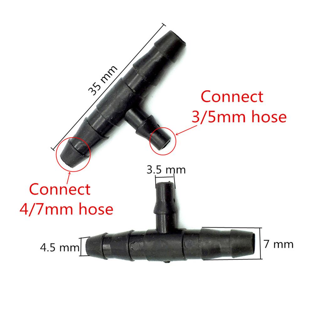 3/5mm To 4/7mm Hose Splitters Barbed Straight Tee 4-Way 6-Way Water Shunt Connectors Micro-Sprinkler Drip Irrigation Accessories