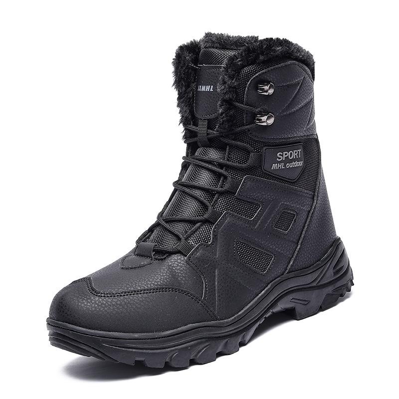 Men's Winter Snow Boots: Plus Velvet Lined, Warm, Cozy Cotton, Cross-Border, Large Size, Hiking & Combat Boots, Desert Style.