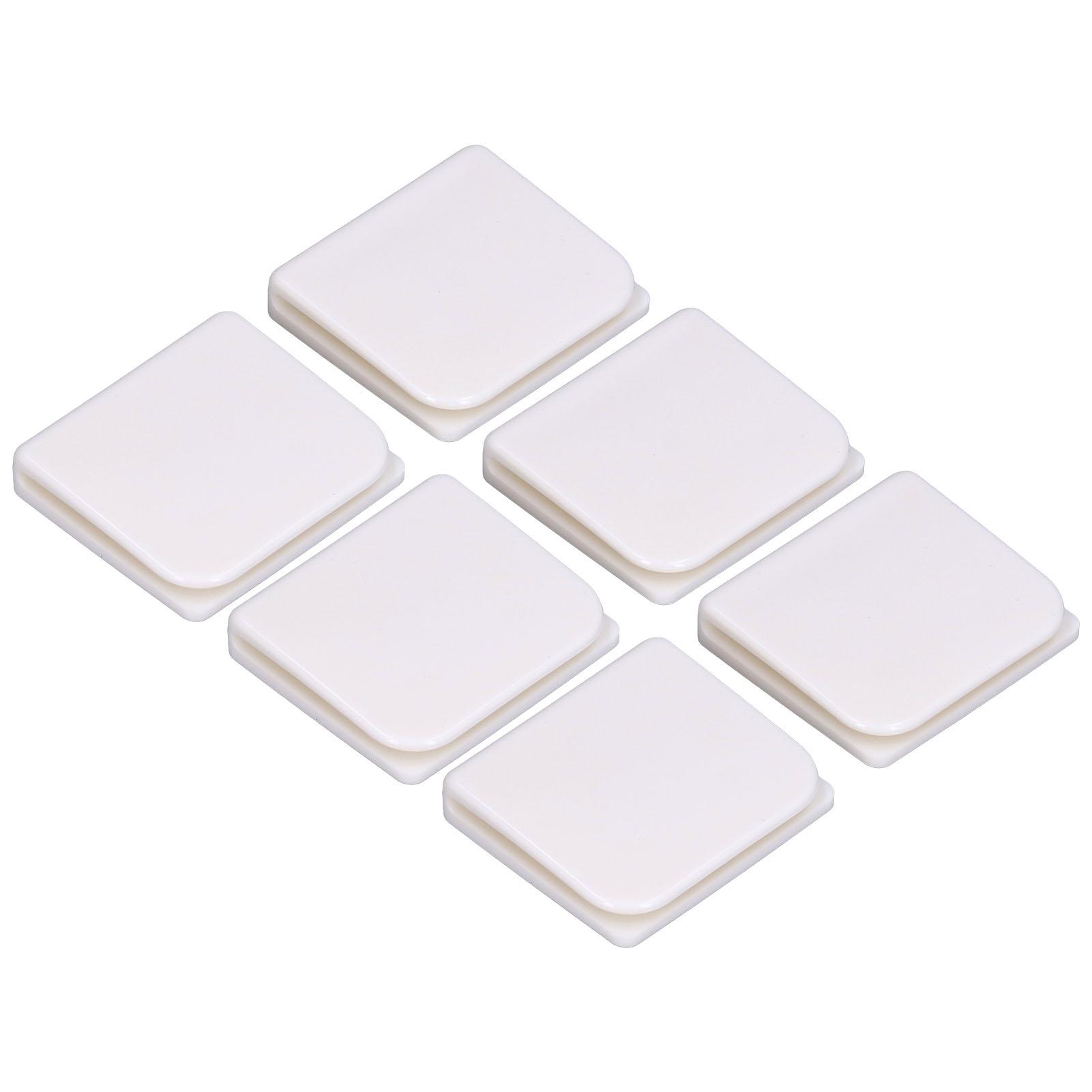 

6Pcs Set Shower Splash Curtain Clips White Self Adhesive 4.5x5cm for Home Bathroom Bedroom Living Room Kitchen
