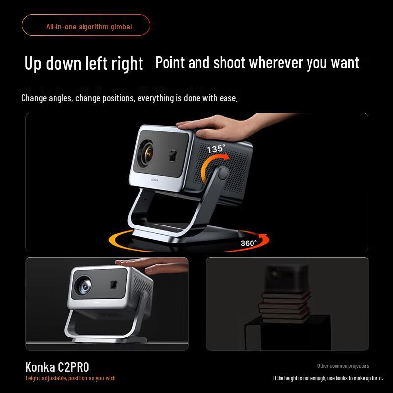Konka C2 Pro HD Home Theater Projector with 80-inch Anti-Light Screen (CN version)