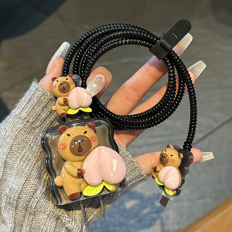 

1Set Diy High Quality Capybara Charger Data Cable Case Protector And Winding Kit For Apple 18W 20W Charger Adapter