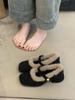 Fashion Coarse Heel Bag Head Mary Jane Shoes 2025 New French Temperament Elegant Suede Word Plush Lazy Fluffy Shoes