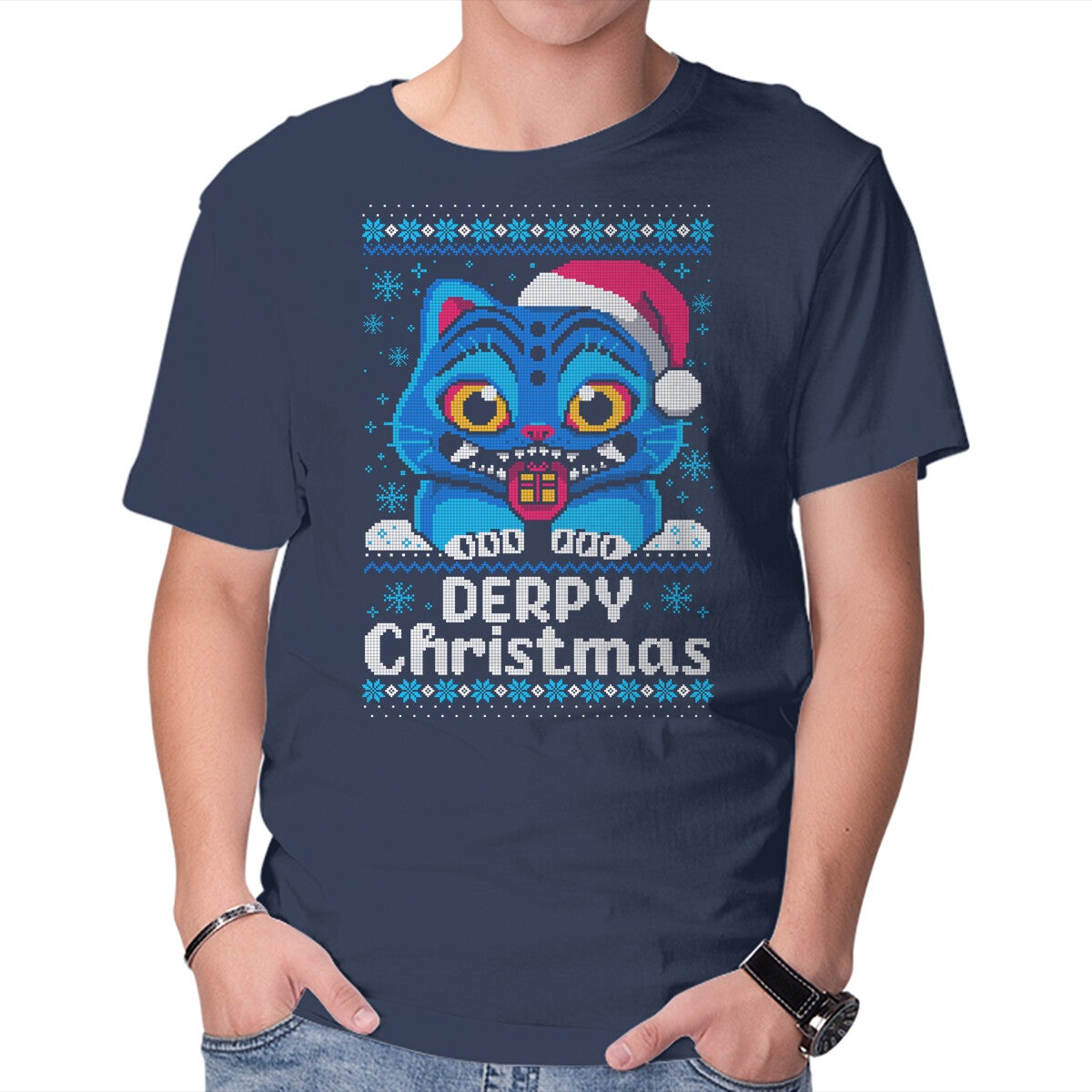 Unisex Crew Neck T-Shirt Derpy Ugly Christmas Sweater Graphic Short Sleeve Casual Tee XXXXL