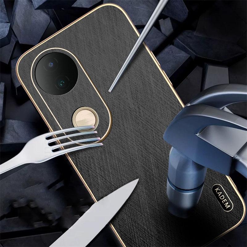 Gold Silk Leather 6D Plating Bumper Case For Vivo X200 Pro Mini X90 X100S Pro Charging Magnet Cover For VIVO S20 S19 S17 S18 Pro