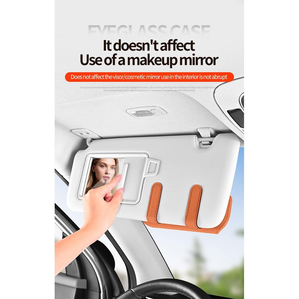 Sun Visor Eyewear Organizer Car Glasses Case with Magnetic Closure Made from Suede and Flannel for Secure Storage