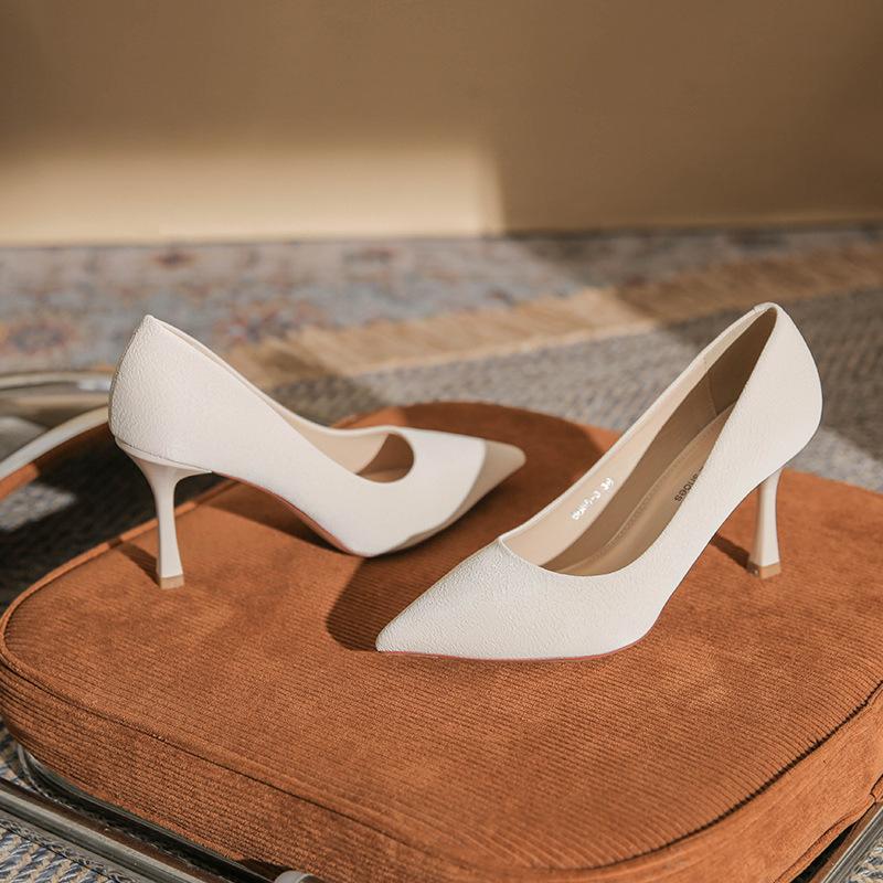 Small High Heels Femininity Simple Pointed Professional Work Single Shoes Sexy Thin Heels Shallow Mouth Women's Shoes