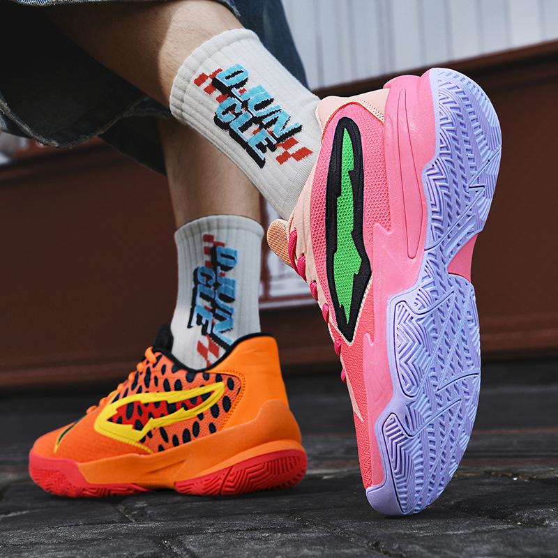 Mandarin duck basketball shoes male teenager middle school student high-top cement floor actual combat training sports shoes casual shoes