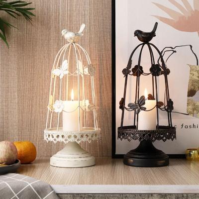 Creative European-Style Metal Birdcage Candle Holder Dining Table Decor Elegant Home Interior Decorative Tabletop Centerpiece