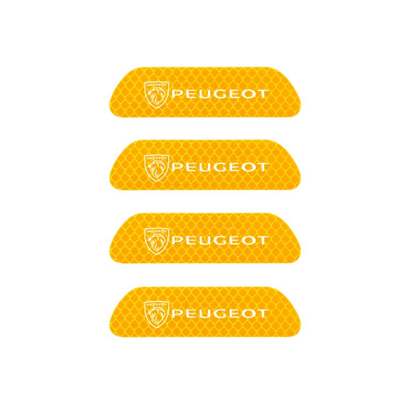 4PCS Car Door Sticker Safety Warning Reflective Mark For Peugeot 408 4008 308 3008 Rifter 5008 508 2008 208 301 RCZ 106 107 205