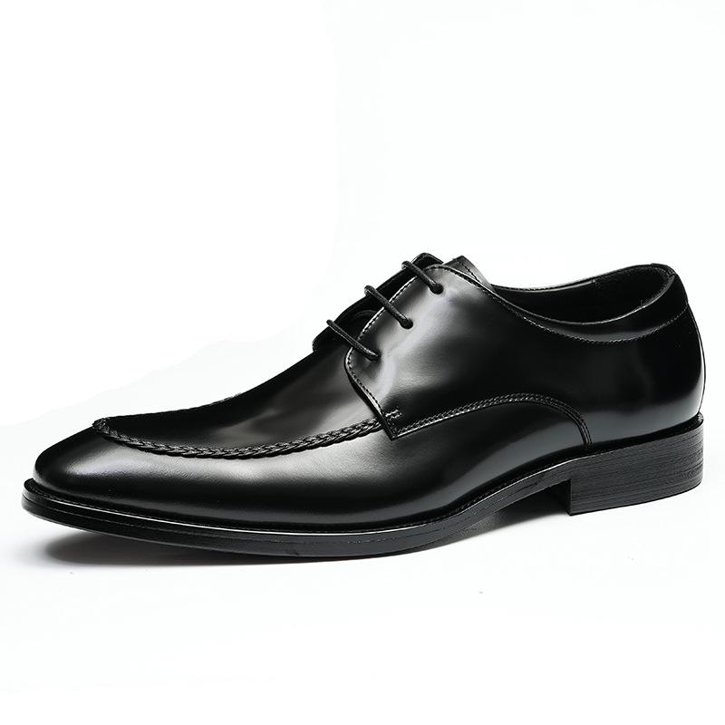 Quality Business Formal Men's Dress Shoes British Trend Men's Genuine Leather Shoes Comfortable Flat-heeled Groom Wedding Shoes