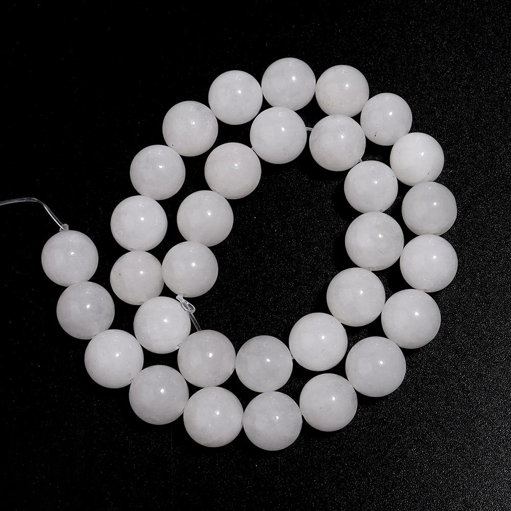 4/6/8/10/12mm Natural White Chalcedony Stone Beads Round Loose White Jade Stone Beads For Jewelry Making DIY Bracelet Necklace