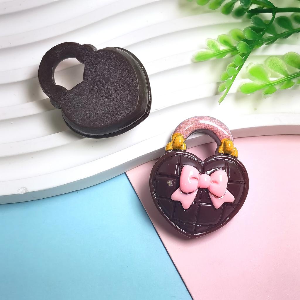 100pcs New Mini Resin Chocolate Sweet Heart Valentine Day Food Play Flatback Cabochon for Phone DIY Hair Bows Decor Accessories