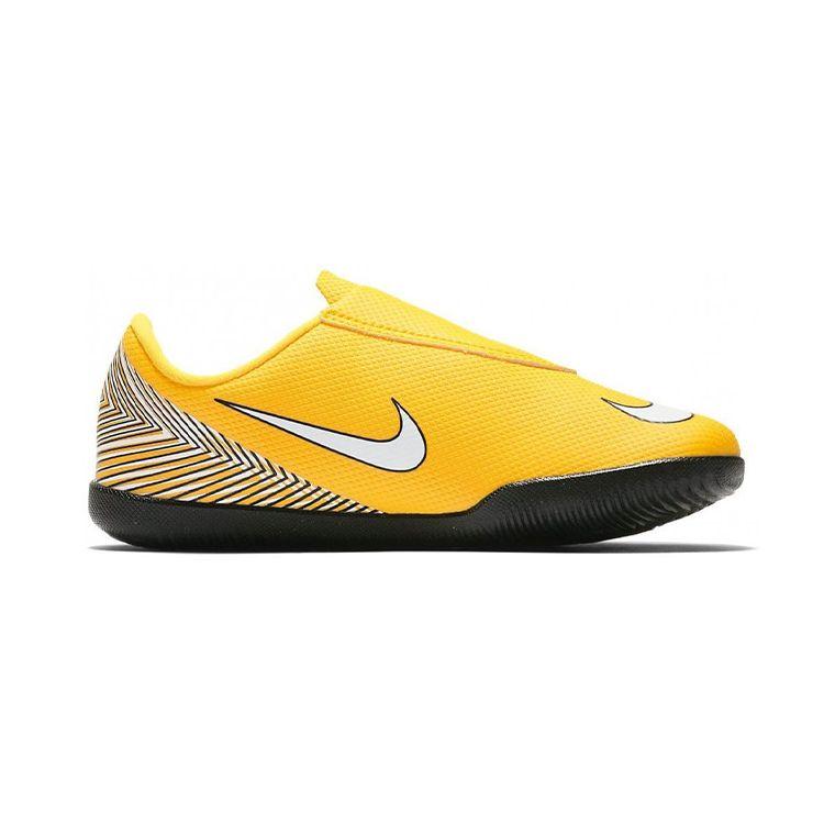 Nike Mercurial Vapor 12 Club Indoor Velcro Non-Slip Durable Lightweight Low-Top Soccer Shoes Kids Sneaker Yellow Black AO2901-710