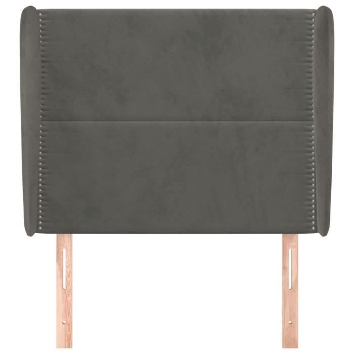 VidaXL Tête de lit avec oreilles Gris foncé 93x23x118-128 cm Velours3117853