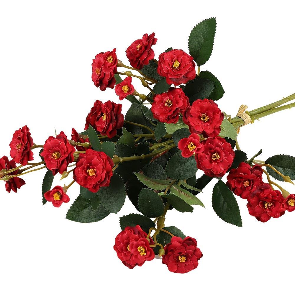 

3PCS/Bunch Multicolor Rose Artificial Flower Silk Petal Floral Arrangement Simulation Rose Flower Green Leaves DIY Faux Flower красный