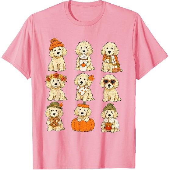 Cute Goldendoodle Fall Dogs Pumpkin Autumn T-Shirt