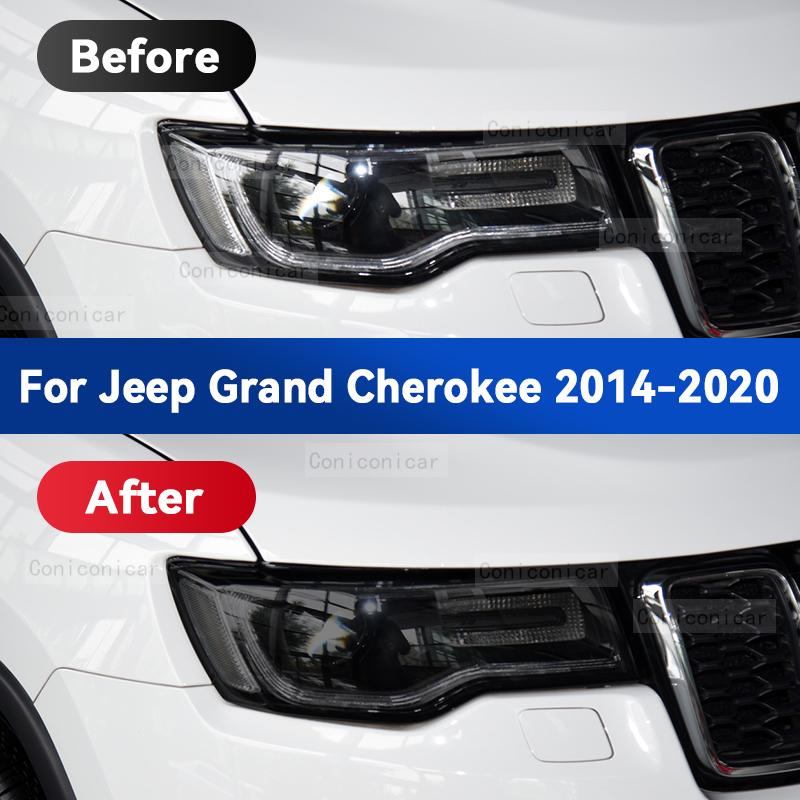 För JEEP Grand Cherokee 2014-2022 Bilstrålkastare Svart TPU Skyddsfilm Framljus Toning Färgändringsdekal Tillbehör