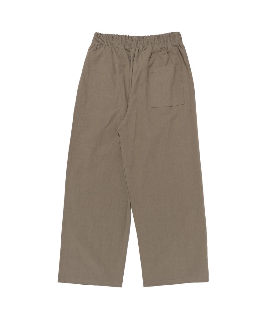 CARGOBROS Linen-Like Pintuck Wide Shorts (Khaki)