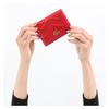 Gucci GG Marmont Series Marmont Gold Label Logo Bi-fold Flip Quilted Leather Card Holder Wallet Women's Red