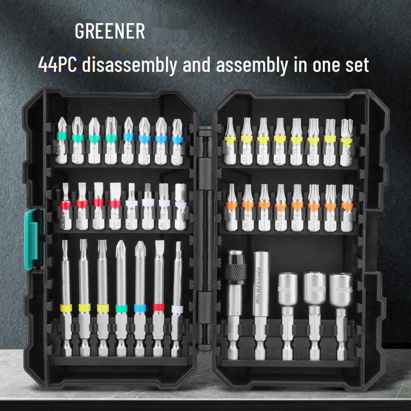 Green Forest 44-Piece Rainbow Magic Box Set: Electric Drill & Magnetic Hex Socket Screwdriver