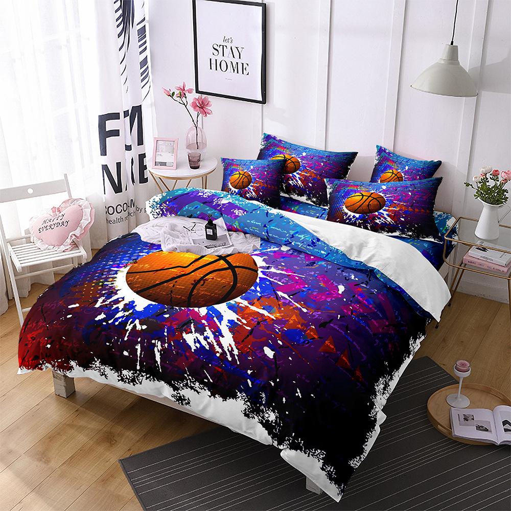 Football Basketball Sports Quilt Cover Bedding Digital Printing Home Textiles Three-Piece Set