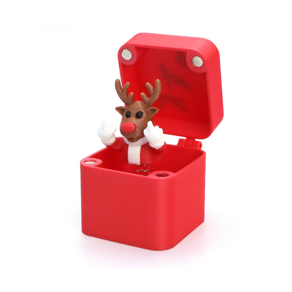 Christmas Middle Finger in A Box Snowman Reindeer Santa Claus Waving Hands Funny Gag Gift for Adults White Elephant Gifts
