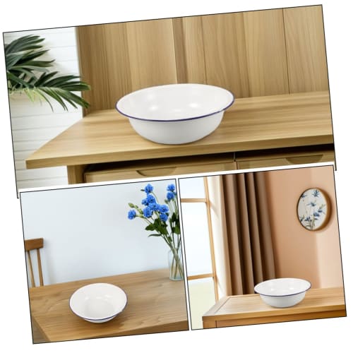 ULTECHNOVO Emajlefotbad, Vintage Emajlebasseng, Emajleskål, Emajlevaskebasseng, Emajlevaskestativ, Hvit