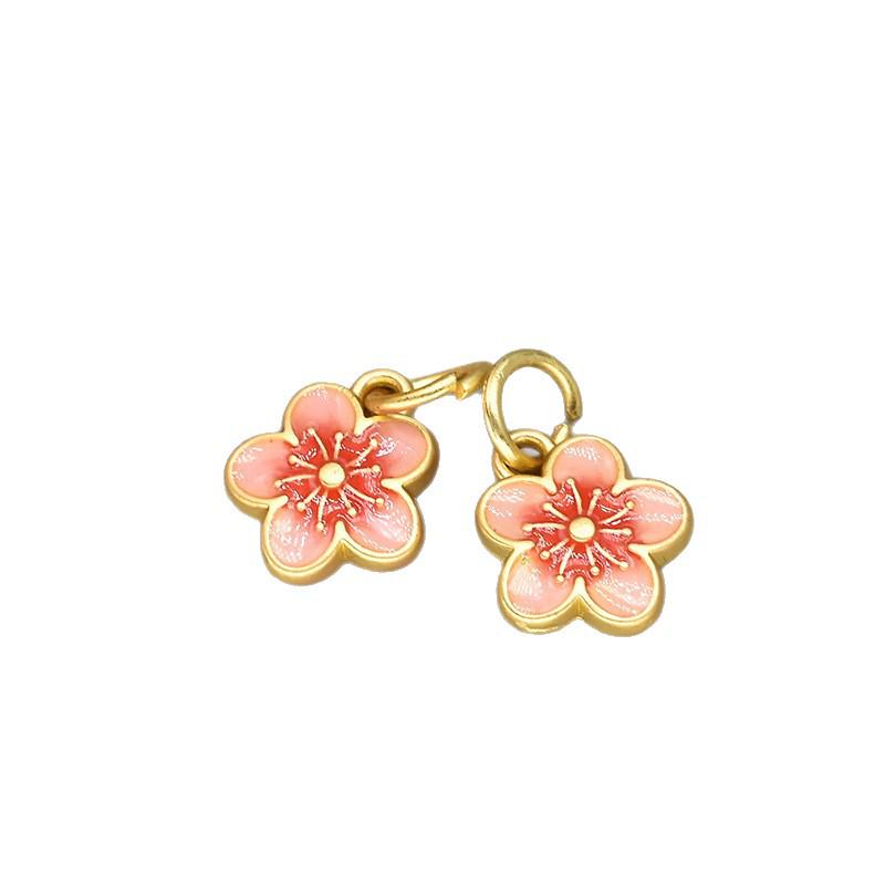 Collana con Ciondolo Fiore di Pesco Placcato Oro a Goccia d'Olio - Accessorio Gioiello DIY da Donna