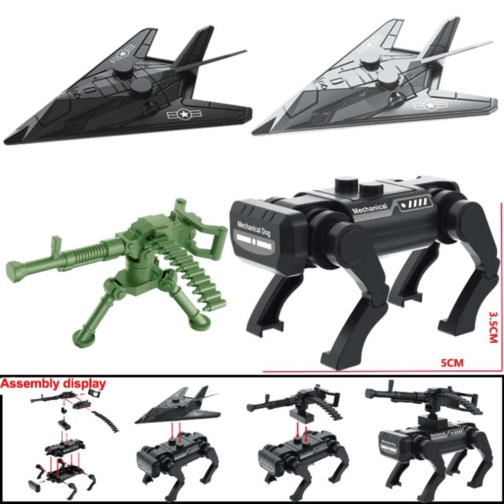 WW2 Military MOC Building Block Soldier Printed Weapon Case Rack Drone Bomb Disposal Mortar Gatling Maxine Gun DIY Toy Gift K046