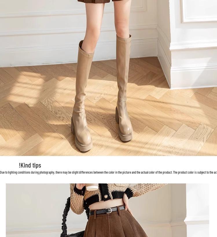 Women's High Waist Khaki Corduroy A-Line Pleated Skort for Autumn/Winter