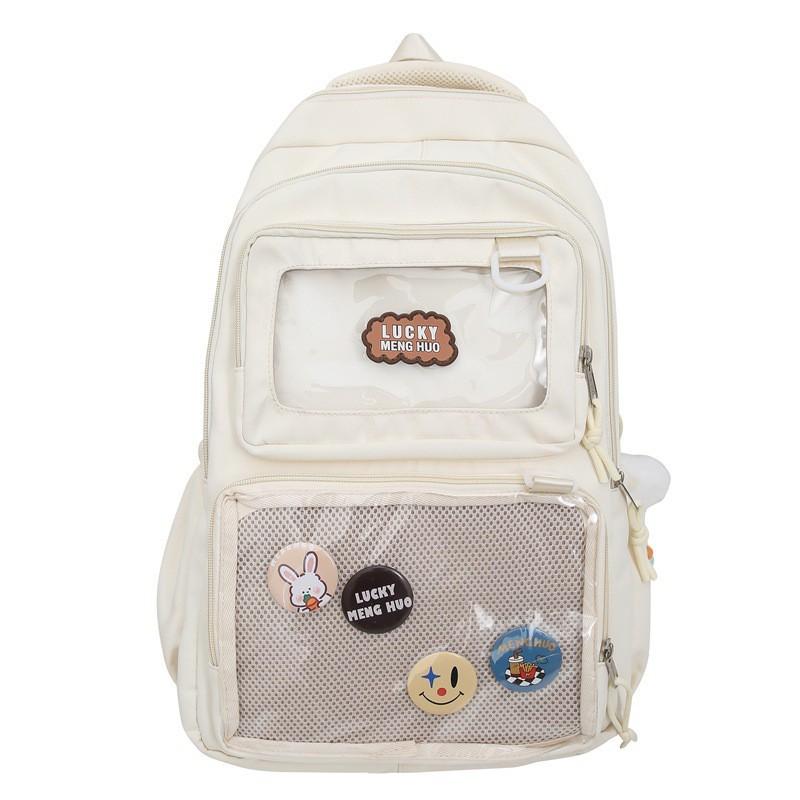 

Large-capacity Transparent Light Ins Schoolbag Women s Japanese Simple Backpack Cute Middle School Students All-matching Solid Color