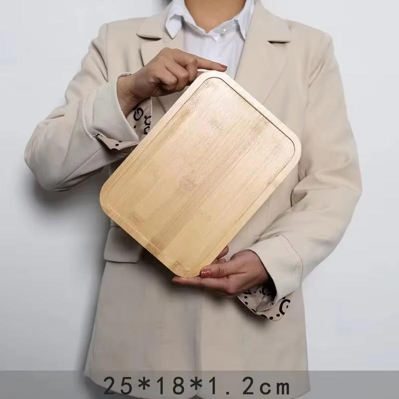 Wooden Tea Tray Desktop Rectangular Wooden Tray Creative Restaurant Cake Dessert Plate Multifunctional Bamboo Tea Tray Tableware