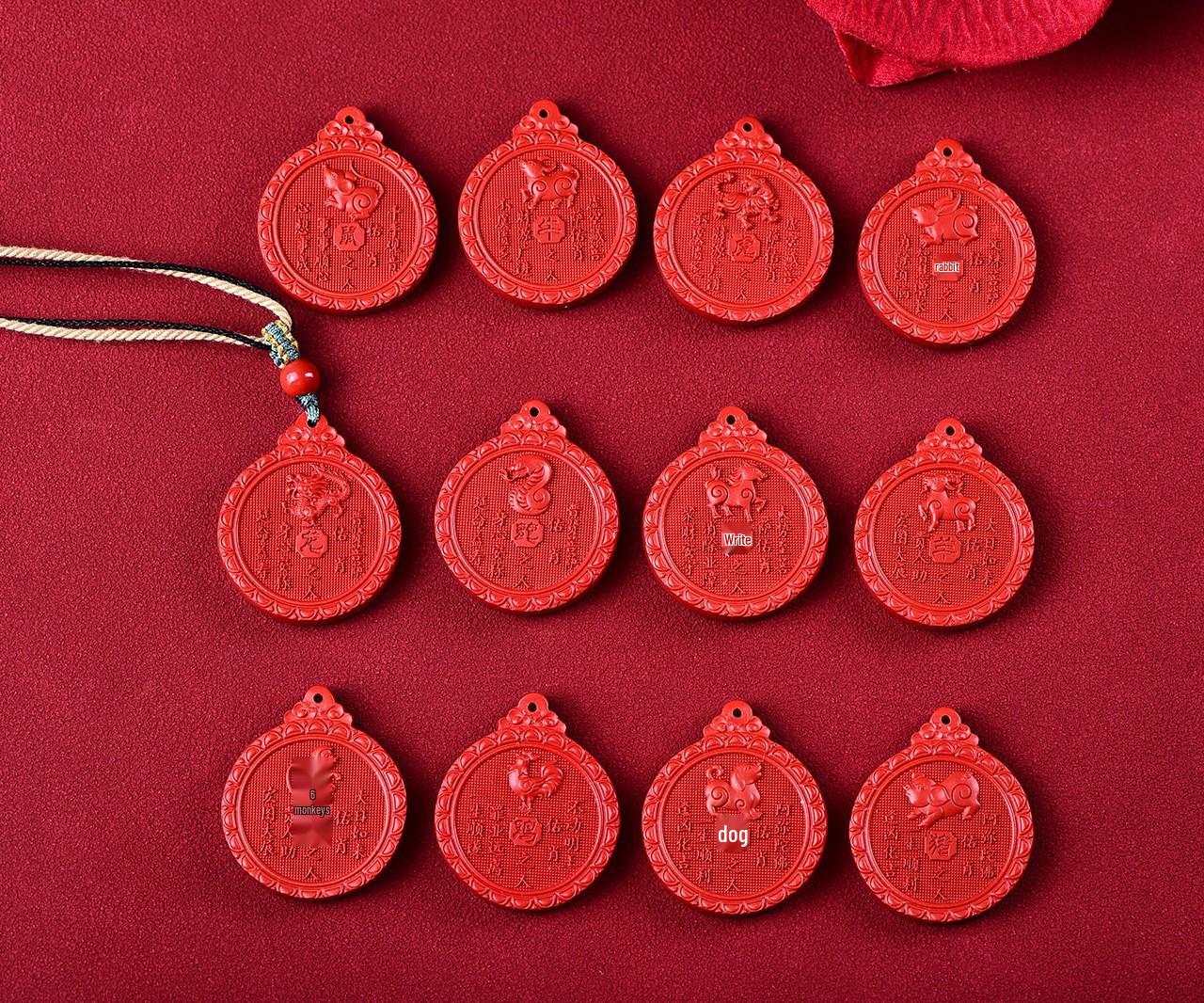 Zodiac Guardian Pendant: Cinnabar Red Sand Sweater Chain for Eight Birth Year Signs Dog (Amitabha)