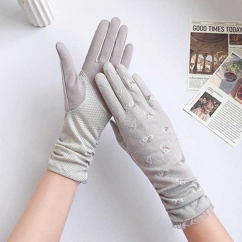 New Fashion Gloves Women Mid-long Summer Cotton Black Print Cycling Thin Touch Screen Bike Car Driving Gloves for Women
