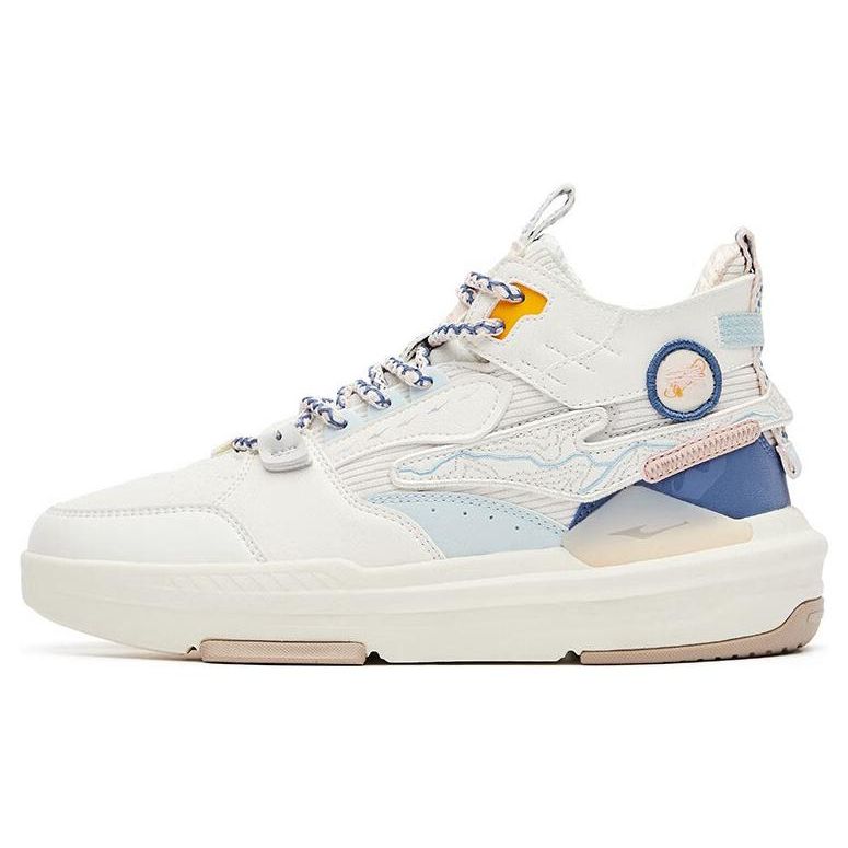 Hongxing Erke Danxia Trendy Fashion Mid-Top Sneakers Women Sneakers White Blue 52122301418-003