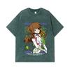 275 GSM Washed T-shirts 100% Cotton Evangelion V4 Asuka Print Unisex Heavy Cotton T Shirt