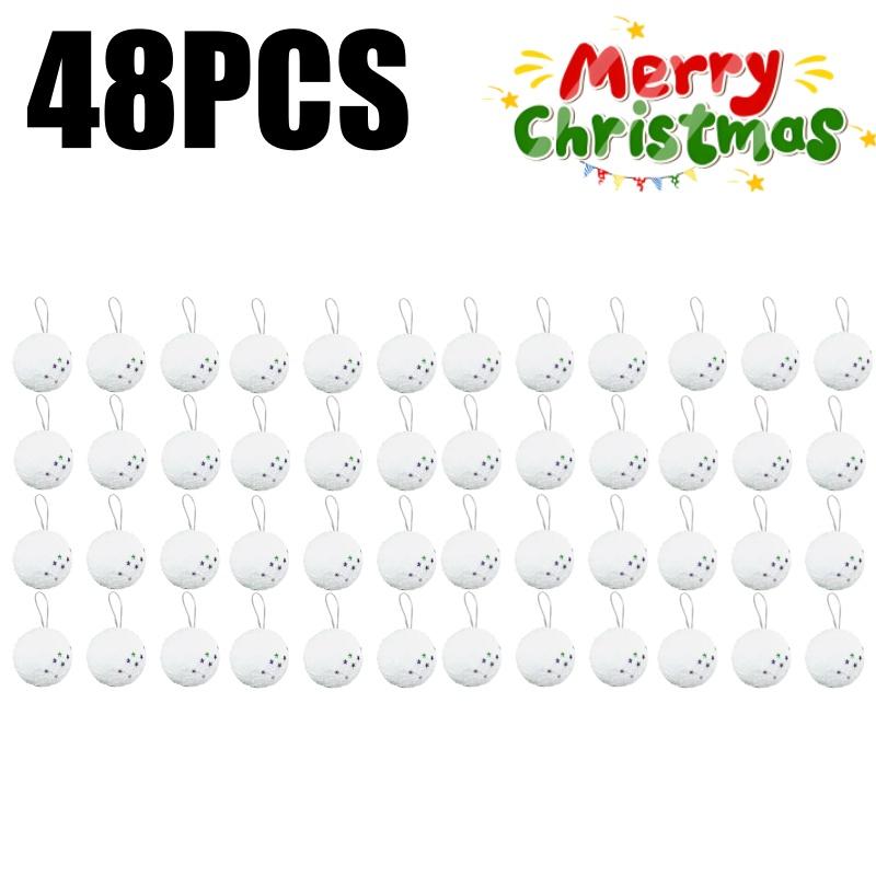 Foam Star Christmas Tree Ornament Shatterproof White Snowball Hanging Decor for Holiday Home Festive Party Decoration