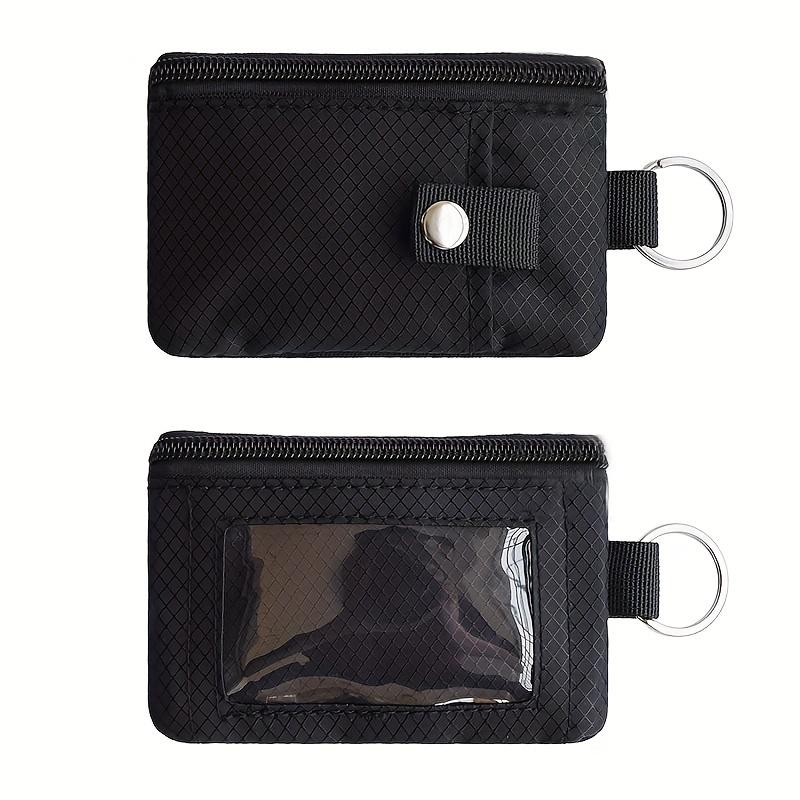 RFID Blocking Small Wallet with ID Window Zip Id Case Wallet with Lanyard Keychain for Cards Cash Travel Women Men