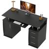 Computer Desk, 120 x 55 cm, Keyboard Tray, 3 Drawers, Black