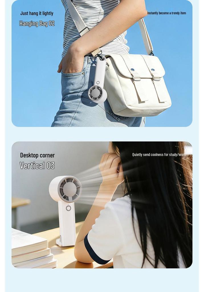 Rechargeable 3-in-1 Mini Handheld Fan: High Wind Power, Multi-Speed, Portable, Outdoor Use.