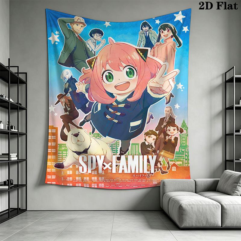 Spy X Family Teamwork Action Tapestry Fashion Print Wallmounted Background Cloth Wall Covering Decoration Soft