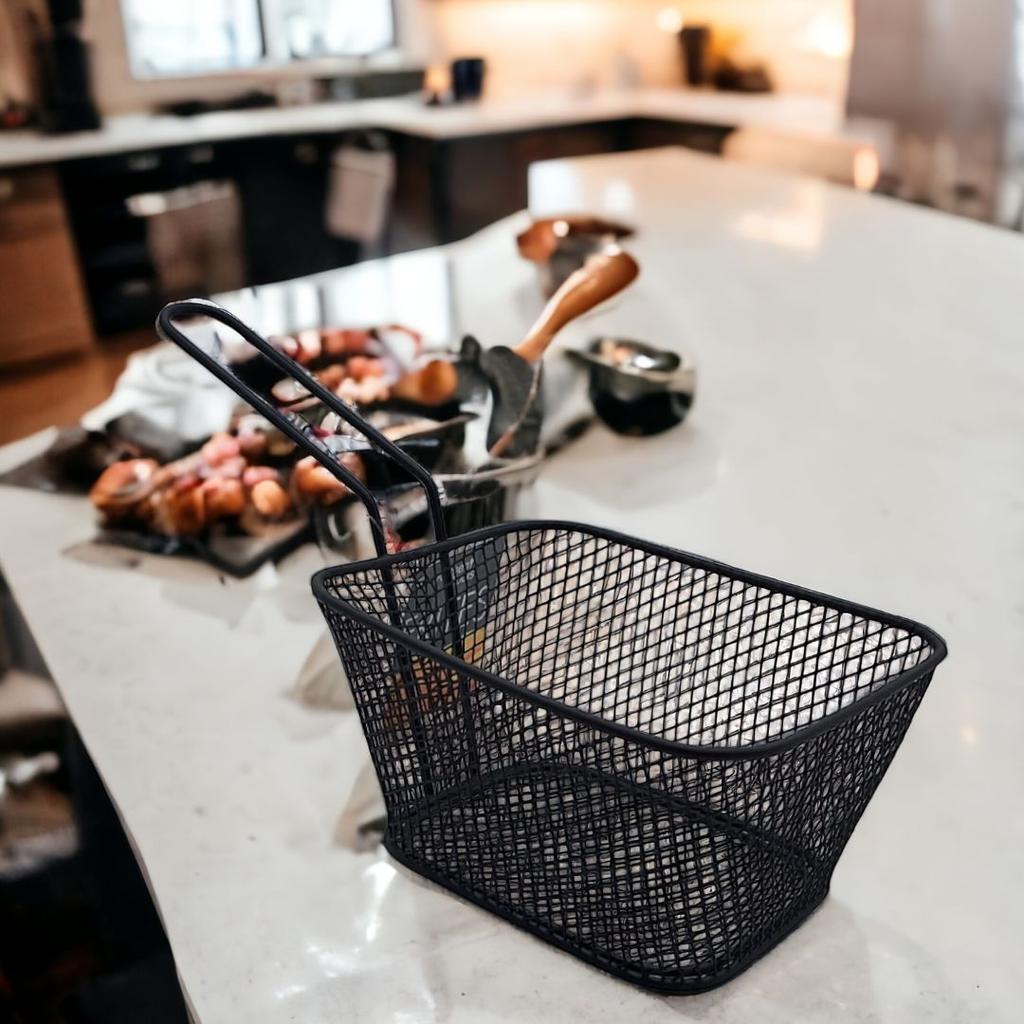 Serving Basket For Fries And Snacks Mini Steel Basket Black