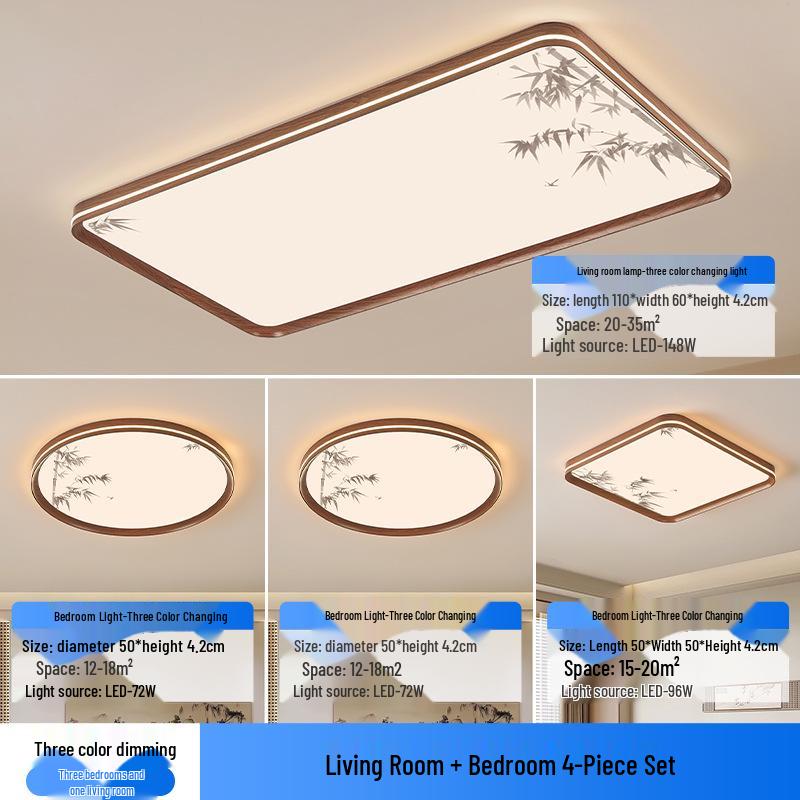 Walnut Chinese Song Style Ceiling Light for Living Room & Bedroom