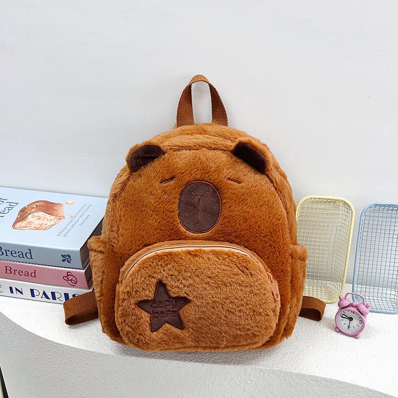 Capybara Animal Zipper Plush Toy Backpack Cartoon Doll Schoolbag Birthday Gift